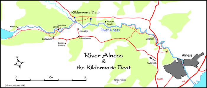 river alness salmon fishing map, kildermorie estate