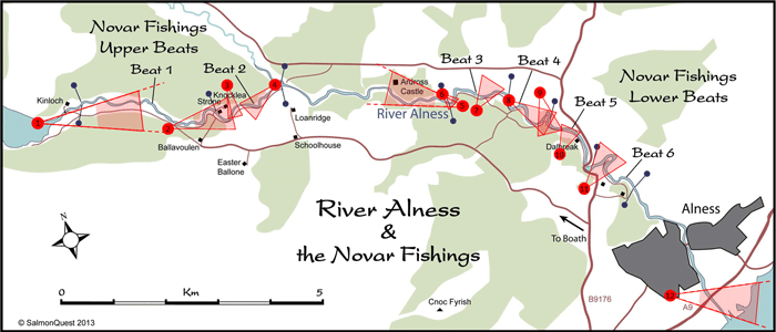 novar fishings, river alness, map of aerial photo locations